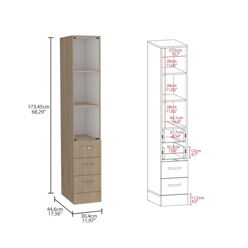 Organizador de Baño Picasso, Beige y Blanco, con Cuatro Cajones Deslizables ZF