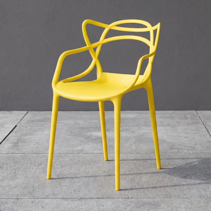 Silla Palermo, Color Amarillo, con Espaldar y Diseño Moderno