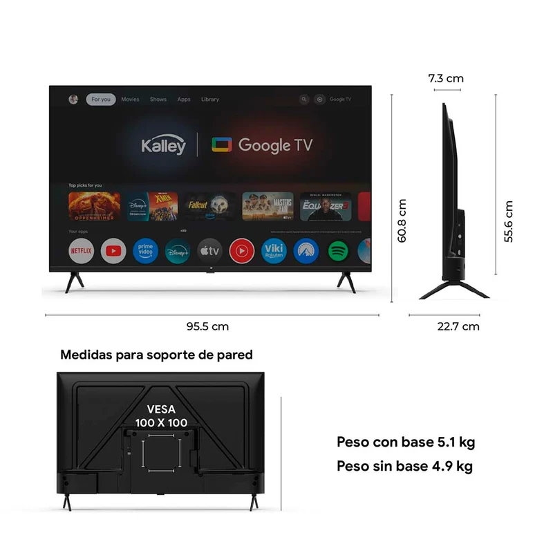 Televisor Kalley 43 Pulgadas QLED FHD Smart TV Google 43GQ200