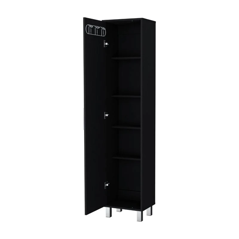 Mueble de Aseo Jalisco, Wengue, Gran Espacio para Almacenar Artículos de Aseo, con Colgadero de Escobas ZF