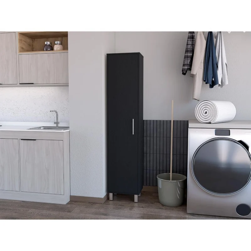 Mueble de Aseo Jalisco, Wengue, Gran Espacio para Almacenar Artículos de Aseo, con Colgadero de Escobas ZF