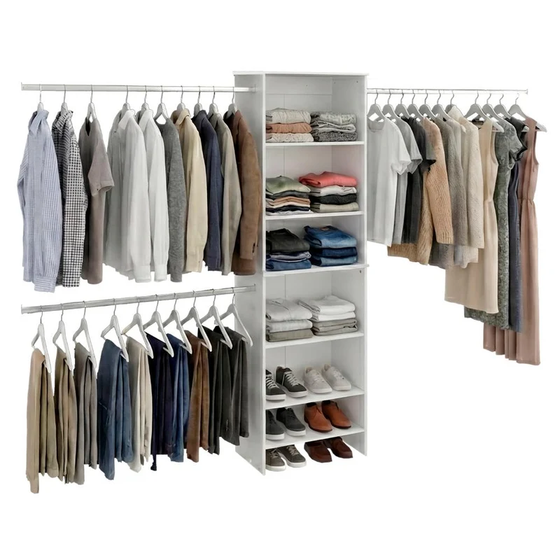 Clóset Abierto Westport, Blanco, con Cuatro Entrepaños y Tres Tubos Cromados ZF