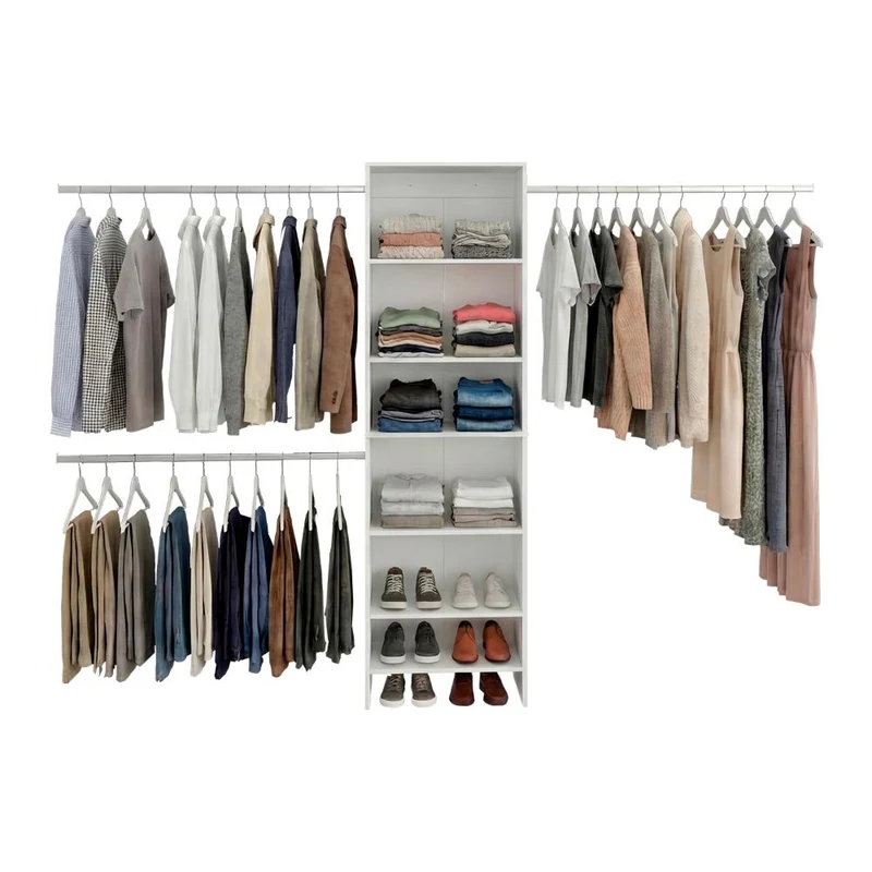 Clóset Abierto Westport, Blanco, con Cuatro Entrepaños y Tres Tubos Cromados ZF