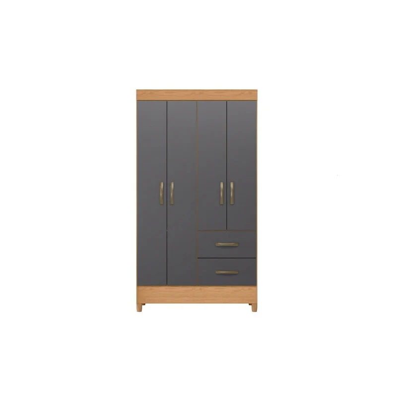 Armario 4 Puertas Gris con Cajones Moderno