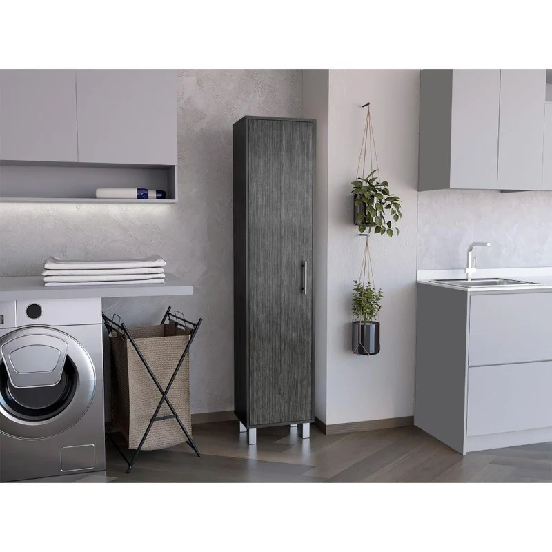 Mueble de Aseo Jalisco, Gris, Gran Espacio para Almacenar Artículos de Aseo, con Colgadero de Escobas ZF