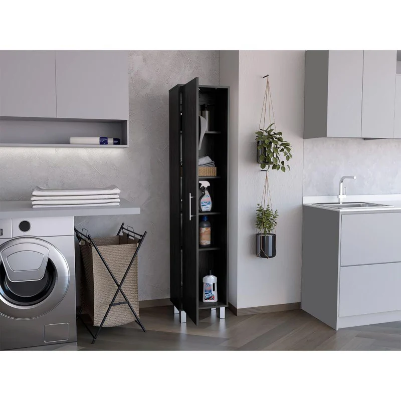 Mueble de Aseo Jalisco, Gris, Gran Espacio para Almacenar Artículos de Aseo, con Colgadero de Escobas ZF