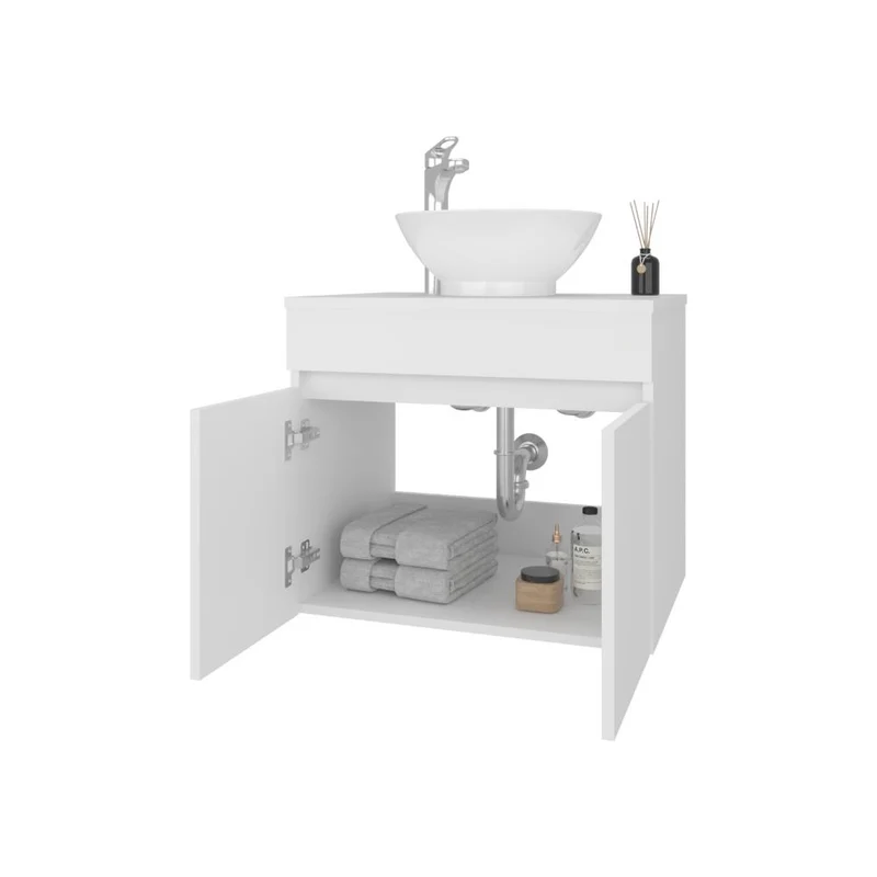 Mueble Baño Aéreo Mánchester, Blanco Duqueza, con Amplio Espacio de Almacenamiento ZF