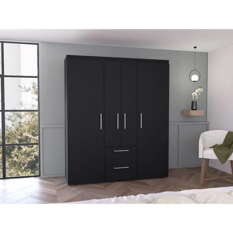 Clóset Bariloche Bombay Eco, Wengue, con Variedad de Entrepaños y Cuatro Puertas Abatibles ZF