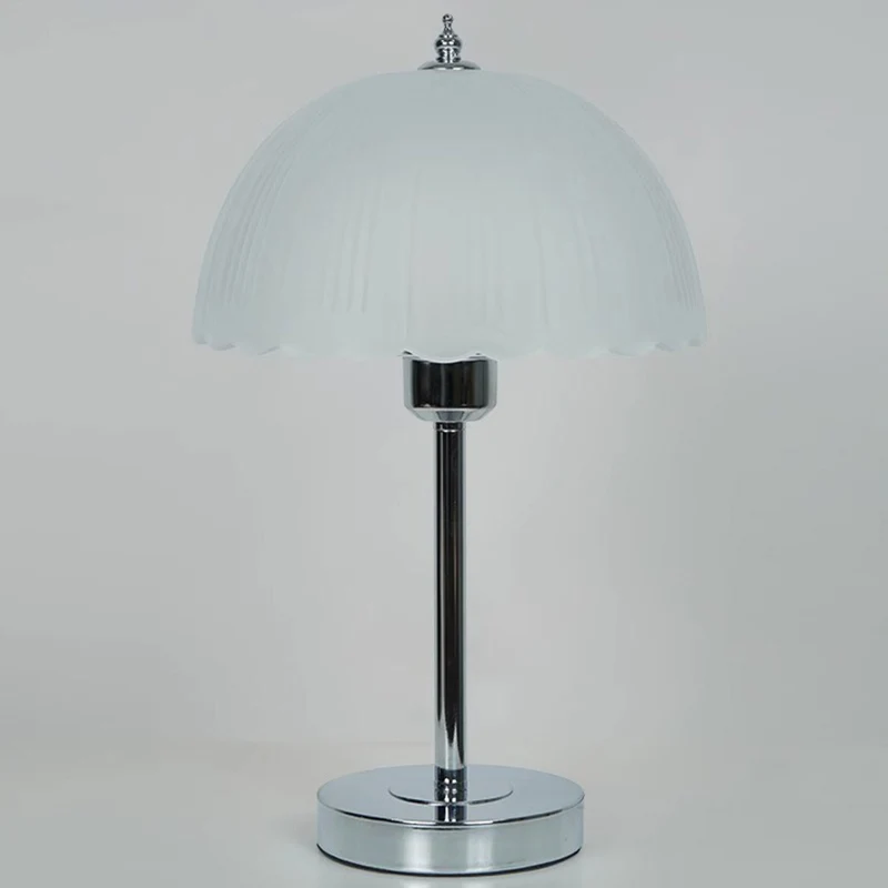 Contemporary Nordic Half Dome Lace Iron Glass 1-Light Table Lamp For Bedroom