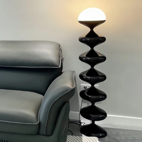 Traditional French Gourd Iron Acrylic 1-Light Standing Floor Lamp For Living Room