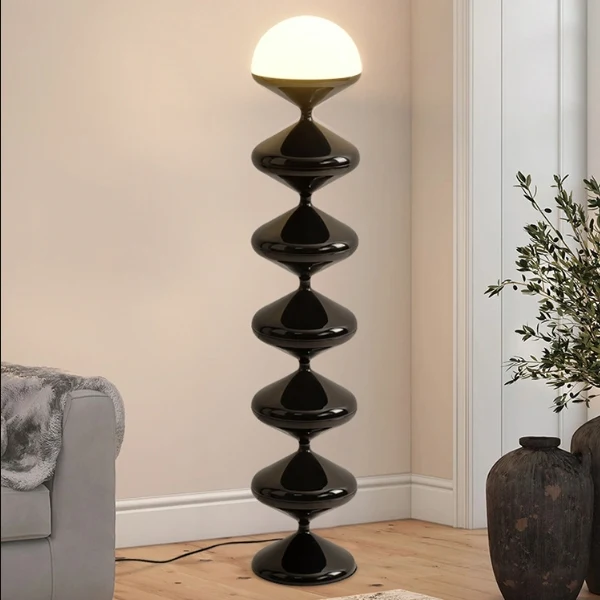 Traditional French Gourd Iron Acrylic 1-Light Standing Floor Lamp For Living Room