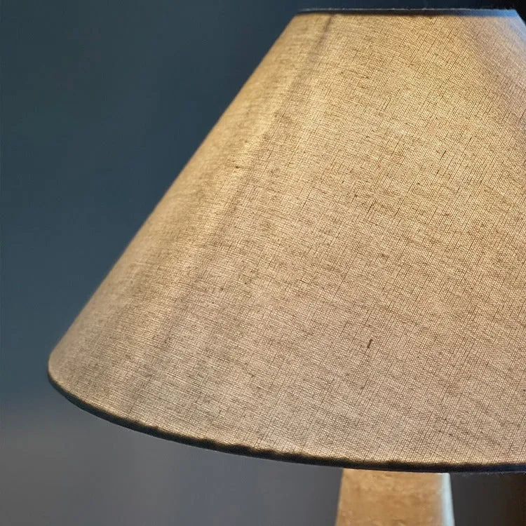 Traditional Vintage Frustum Cone Yellow Travertine Fabric 1-Light Table Lamp For Bedroom