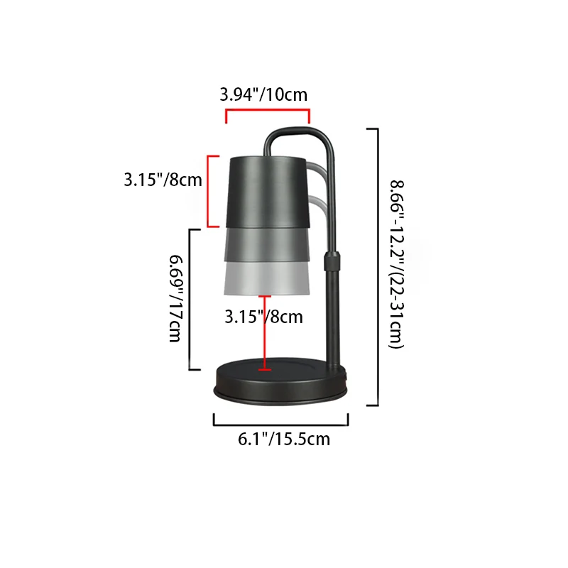 Contemporary Scandinavian Iron Liftable Dimmable Cylinder 1-Light Melting Wax Table Lamp For Bedroom