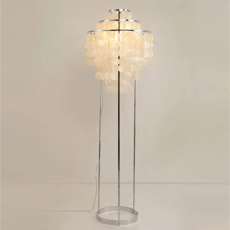 Traditional French Tassel Shaped Round Metal Shell 1-Light Standing Floor Lamp For Living Room