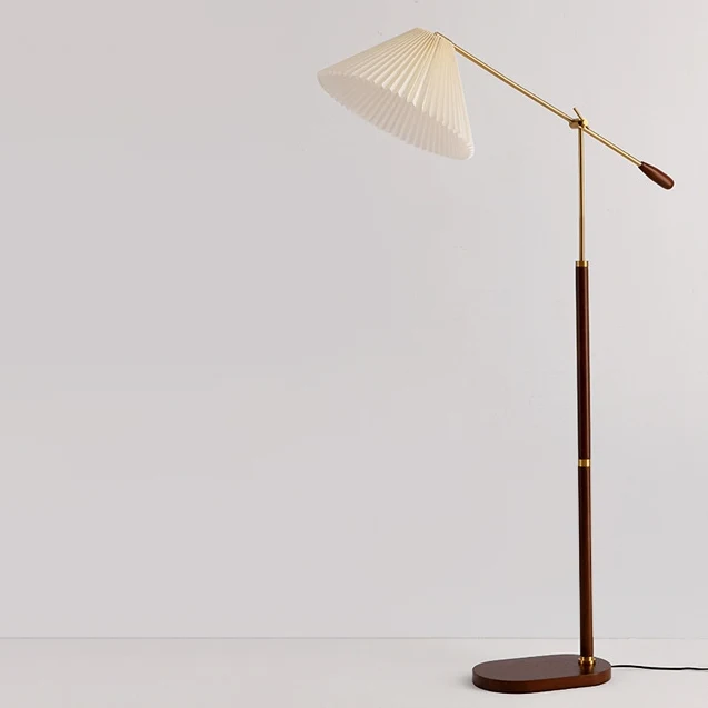 Traditional Japanese Umbrella Fabric Ash Iron 1 - Light Standing Floor Lamp For Living Room