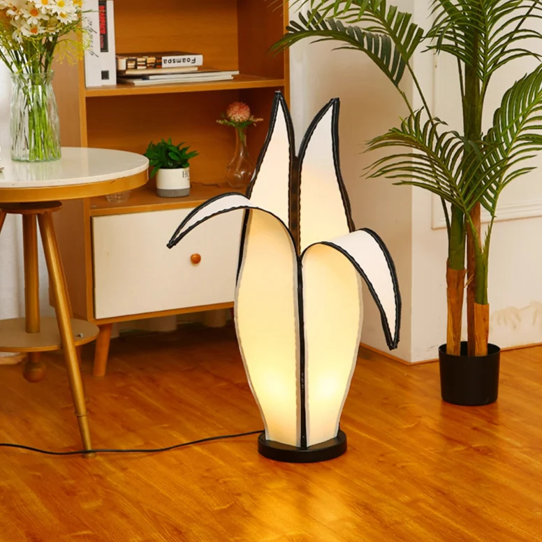 Contemporary Creative Banana Zipper Fabric Hardware 1-Light Standing Floor Lamp For Living Room