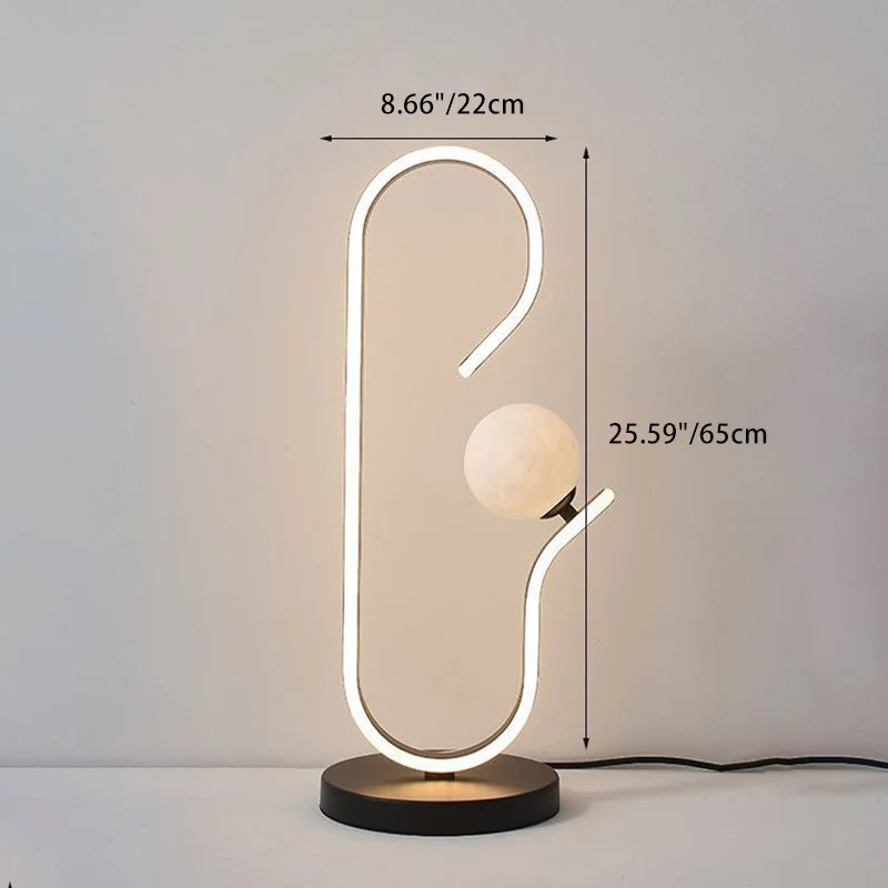 Contemporary Creative Decorative Curved Line Iron Acrylic Aluminum Silicone LED Table Lamp For Bedroom