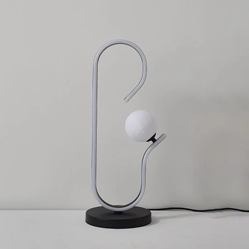 Contemporary Creative Decorative Curved Line Iron Acrylic Aluminum Silicone LED Table Lamp For Bedroom