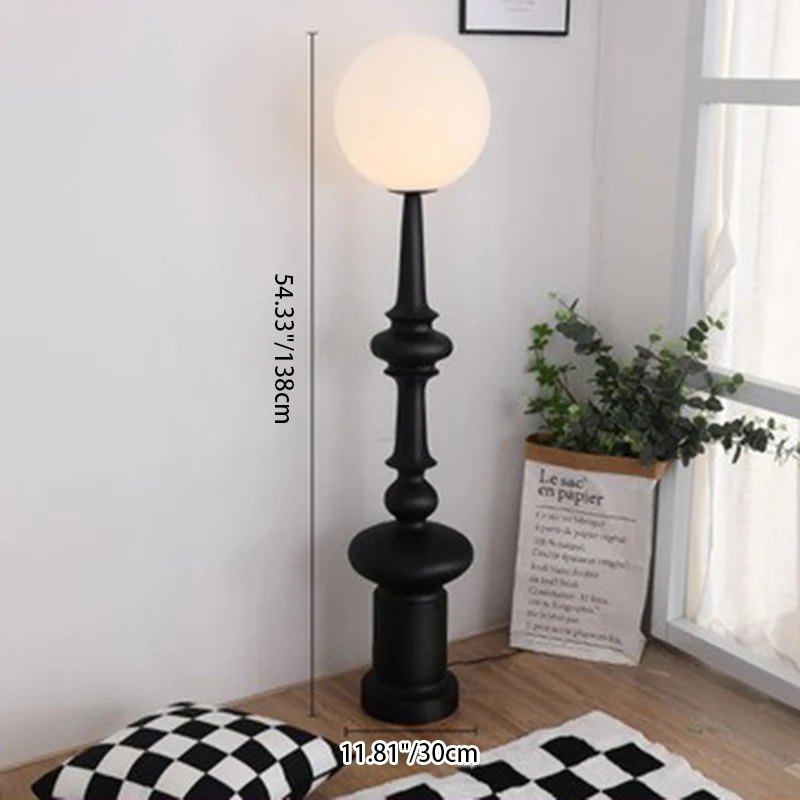 Traditional Vintage Roman Column Round Acrylic Resin 1-Light Standing Floor Lamp For Bedroom