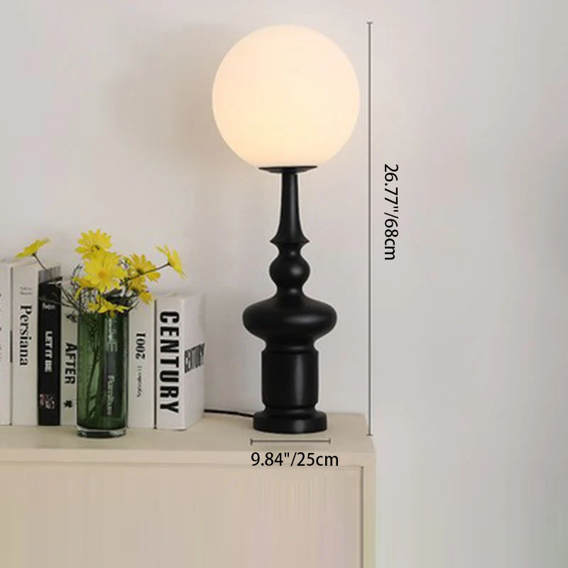 Traditional Vintage Roman Column Orb Acrylic Resin 1-Light Table Lamp For Living Room