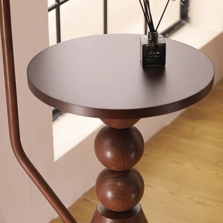 Contemporary Retro Glass Round Shade Plywood Shelves 1-Light Standing Floor Lamp For Home Office
