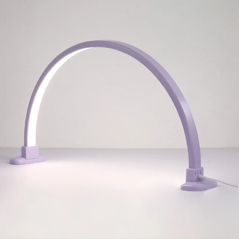 Modern Minimalist Curved Crushed Diamonds Aluminum PVC LED Table Lamp Nail Lamp For Living Room
