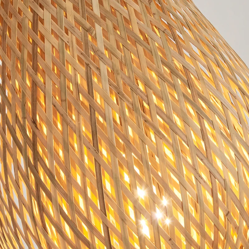 Contemporary Boho Weaving Bamboo Metal Lantern 1-Light Standing Floor Lamp For Living Room