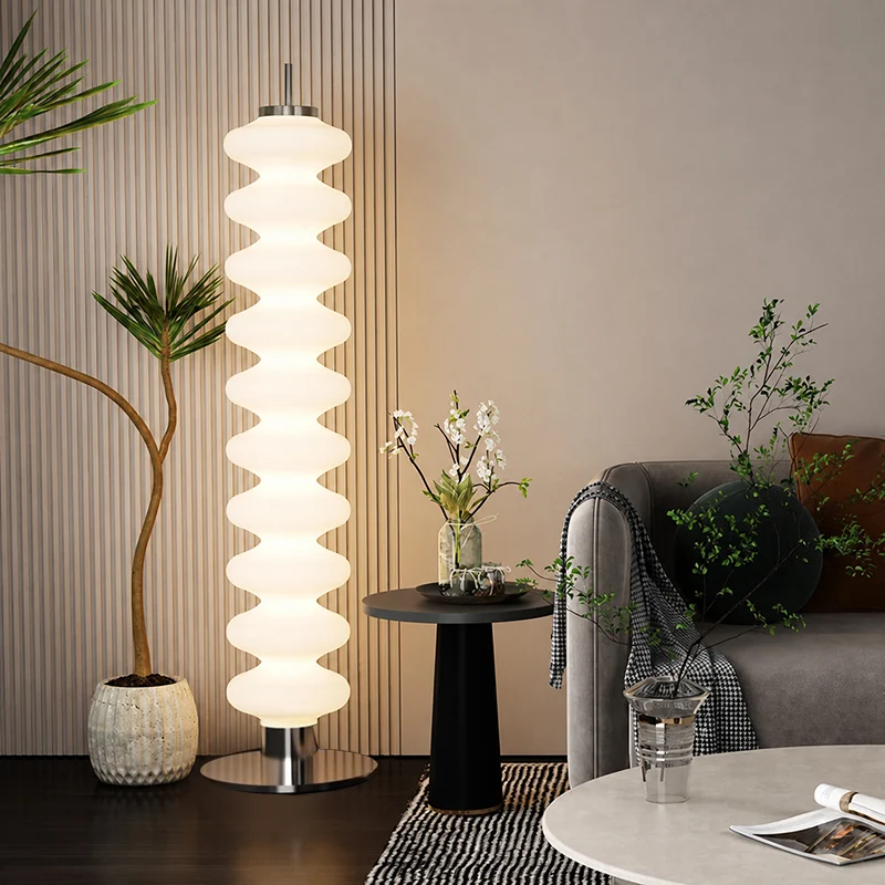 Contemporary Scandinavian Gourd Multilayer Iron Marble Acrylic Shade LED Standing Floor Lamp For Living Room