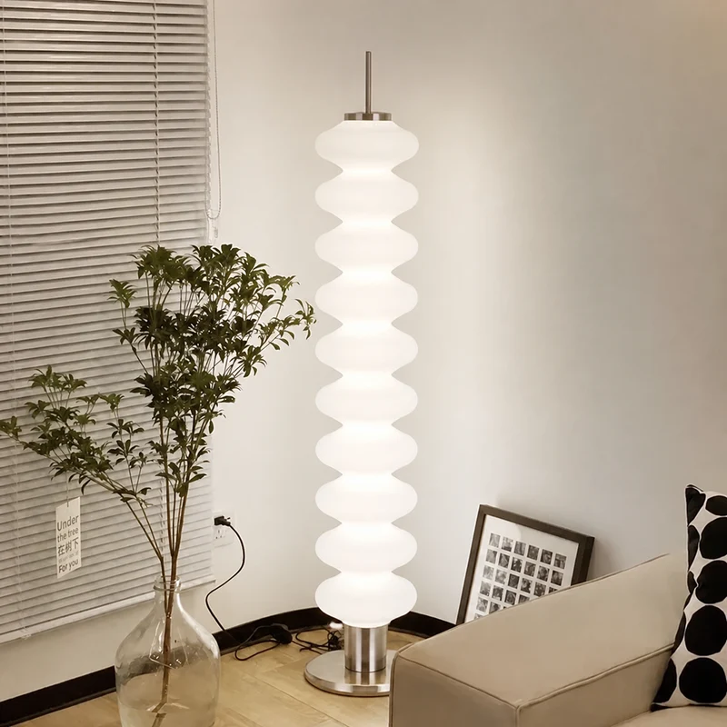Contemporary Scandinavian Gourd Multilayer Iron Marble Acrylic Shade LED Standing Floor Lamp For Living Room