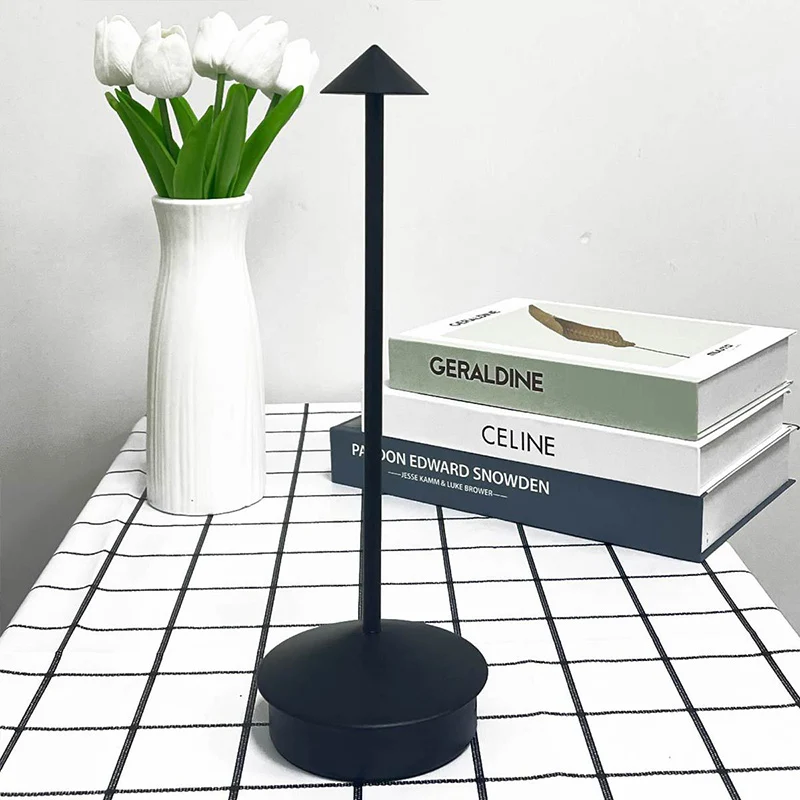 Modern Minimalist USB Pointed Round Metal LED Table Lamp For Bedroom