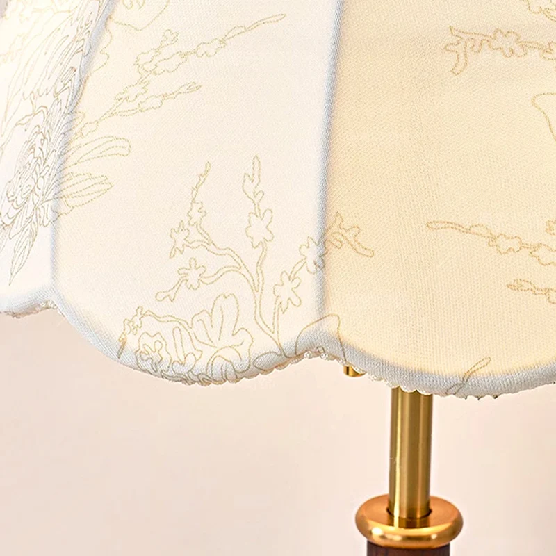 Traditional French Dome Round Dome Cylinder Base Wood Hardware Fabric Shade 2-Light Table Lamp For Bedroom