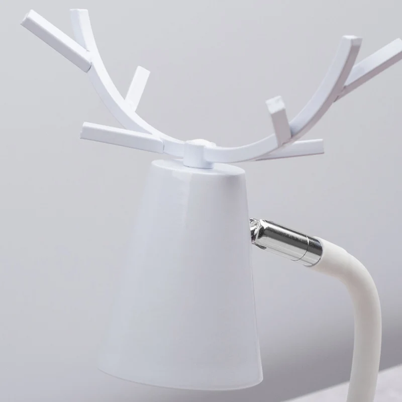 Modern Art Deco Cylinder Antler Wooden Base Iron Shade 1-Light Aromatherapy Melting Wax Table Lamp For Bedroom