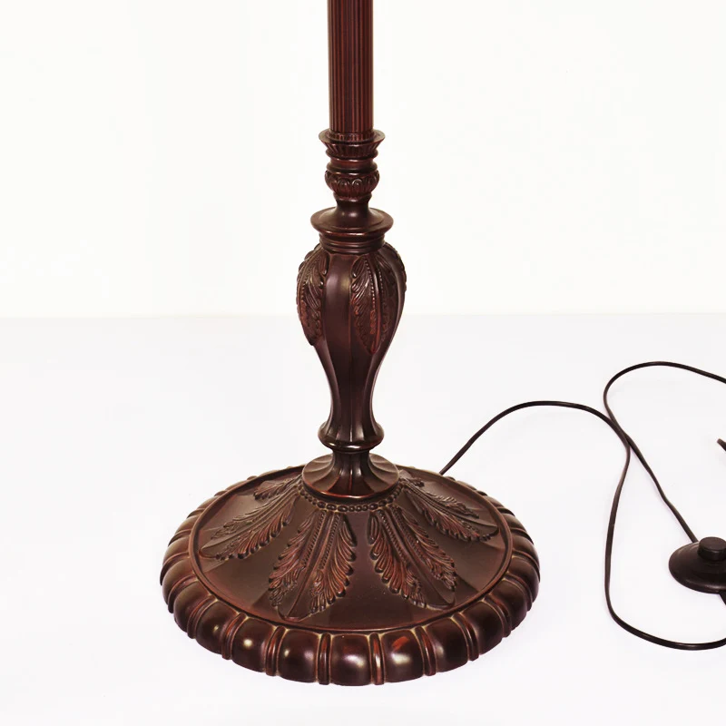 Traditional Tiffany Umbrella Round Glass Resin Iron 3-Light Standing Floor Lamp For Bedroom