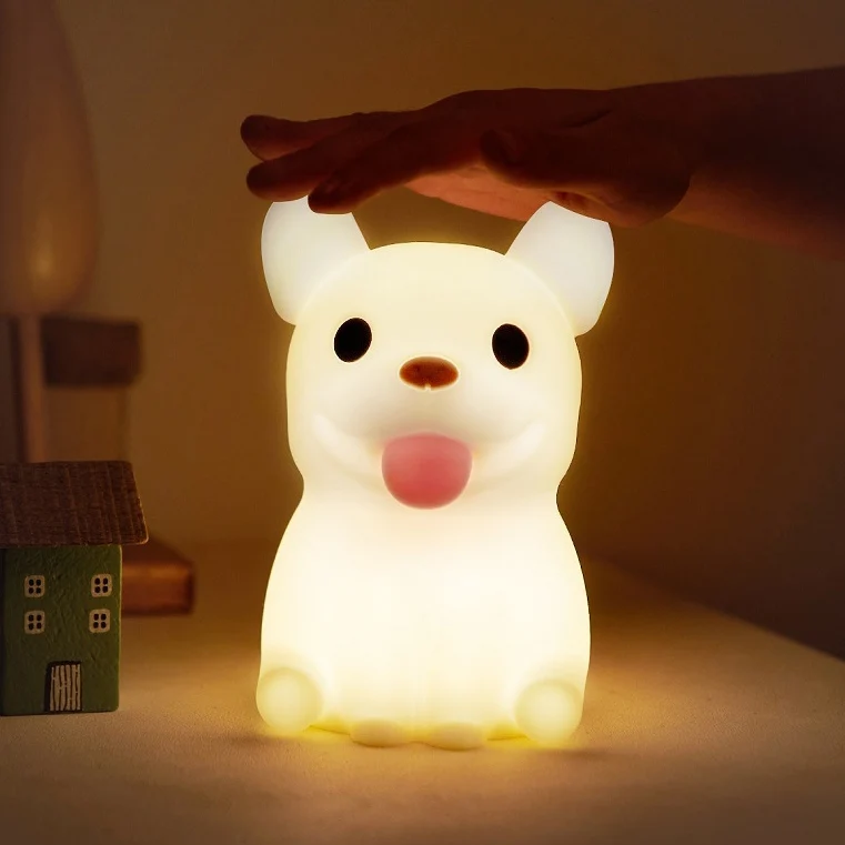 Contemporary Creative Kids Rechargeable Bulldog Silica PC ABS LED Table Lamp Night Light For Bedside
