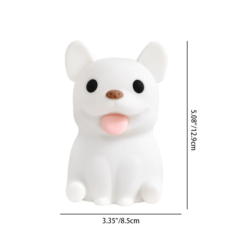 Contemporary Creative Kids Rechargeable Bulldog Silica PC ABS LED Table Lamp Night Light For Bedside