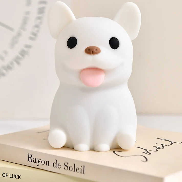 Contemporary Creative Kids Rechargeable Bulldog Silica PC ABS LED Table Lamp Night Light For Bedside