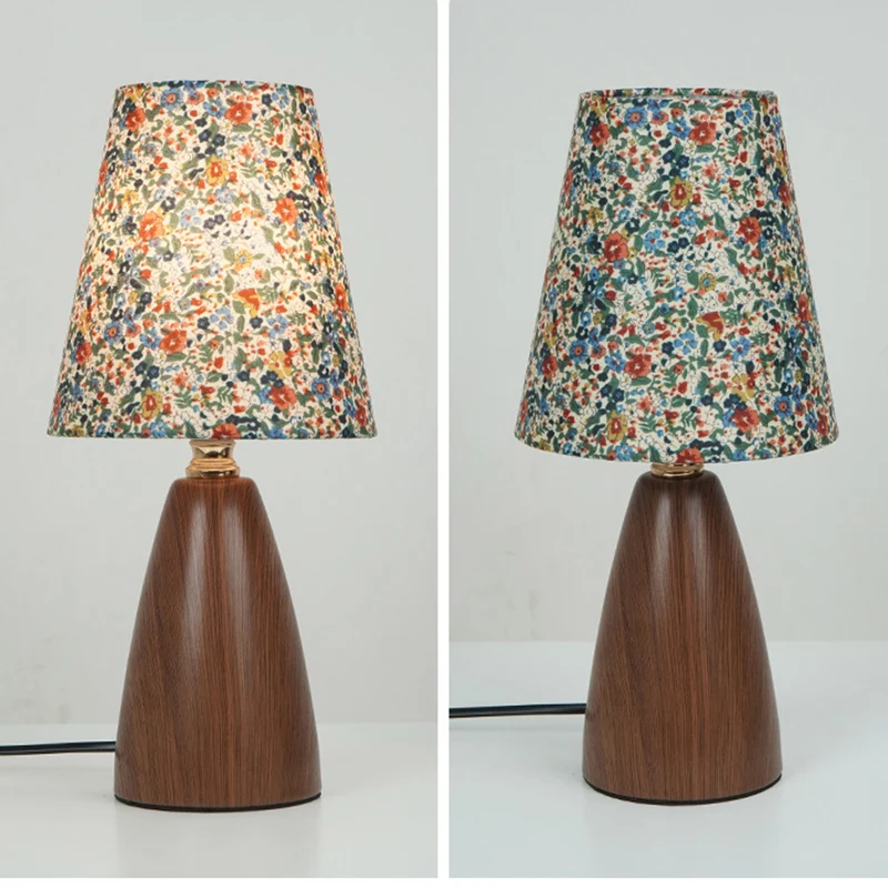 Traditional Vintage Crushed Flower Round Orb Fabric Ceramic 1-Light Table Lamp For Living Room