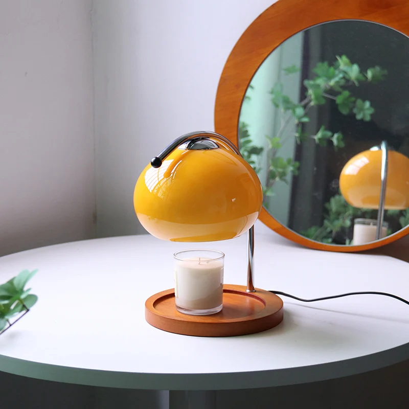 Contemporary Creative Dome Iron Glass Wood 1-Light Melting Wax Table Lamp For Study