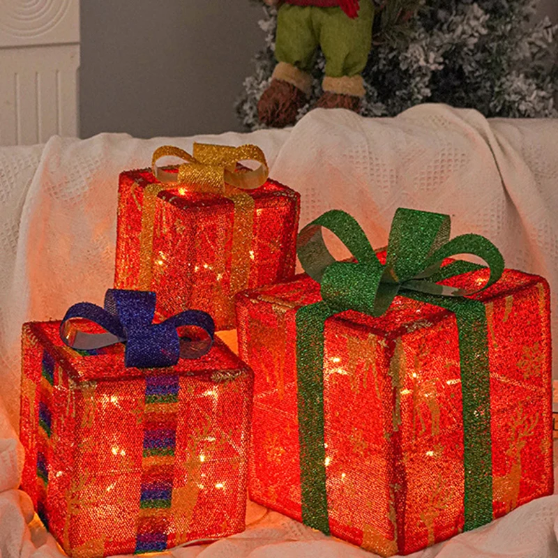 Modern Minimalist Square Christmas Gift Box PVC LED Standing Floor Lamp Decorative Light For Living Room