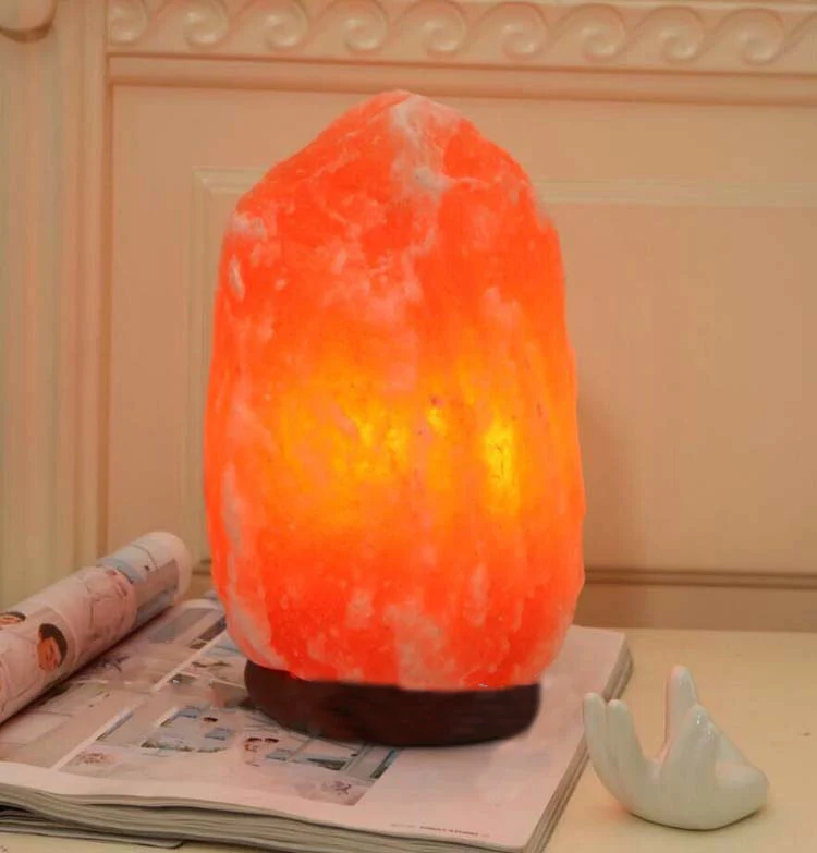 Contemporary Creative Rocky Disc Base Natural Rock Salt 1-Light Table Lamp Salt Lamp For Bedroom