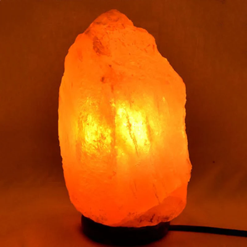Contemporary Creative Rocky Disc Base Natural Rock Salt 1-Light Table Lamp Salt Lamp For Bedroom