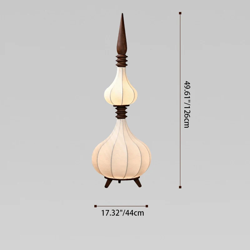 Traditional French Oval Teardrop Onion Multilayer Ash Wood Fabric LED Standing Floor Lamp For Living Room
