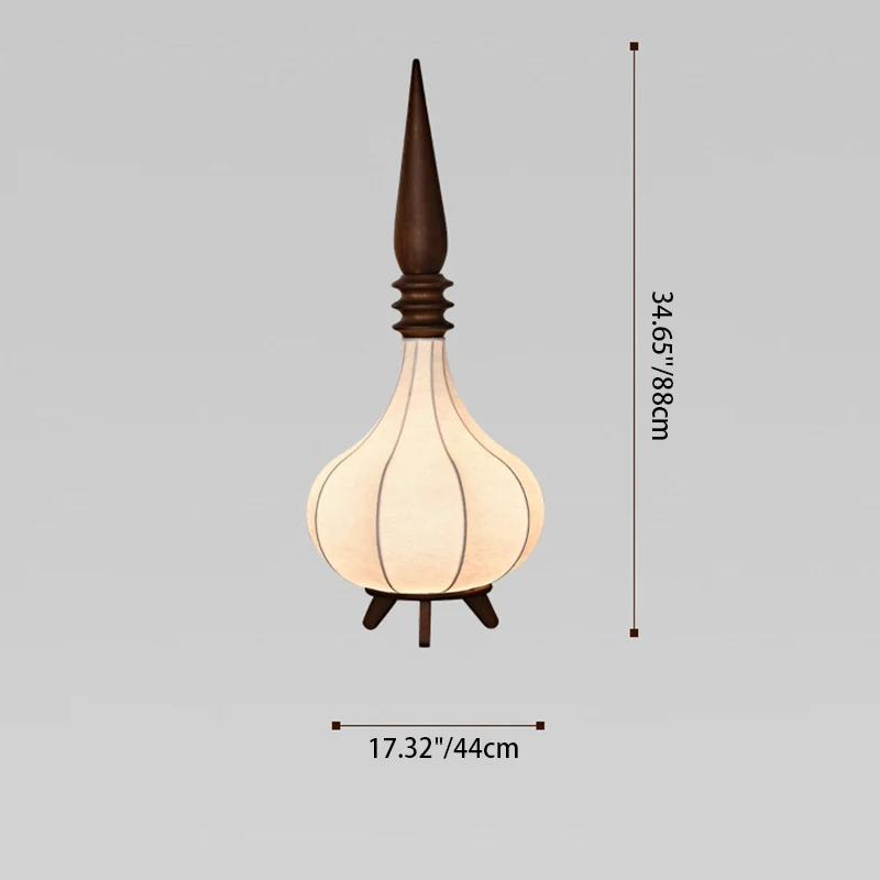 Traditional French Oval Teardrop Onion Multilayer Ash Wood Fabric LED Standing Floor Lamp For Living Room