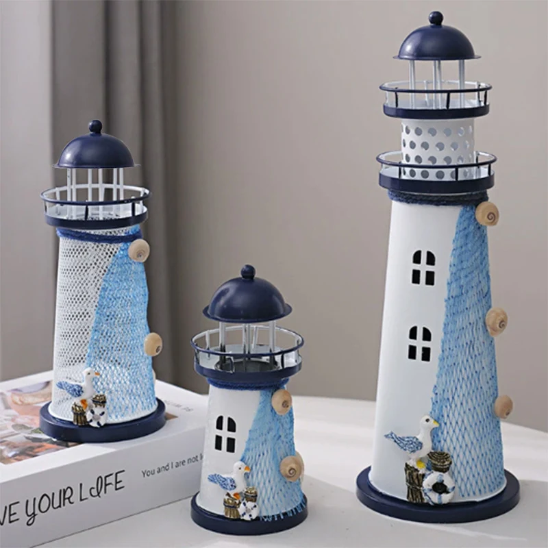 Modern Art Deco Lighthouse Shape Round Iron LED Table Lamp For Bedroom