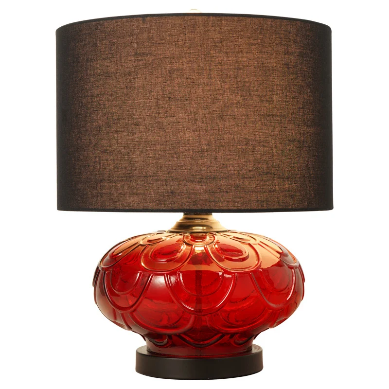 Modern Minimalist Round Rose Curve Fabric Glass 1-Light Table Lamp For Living Room