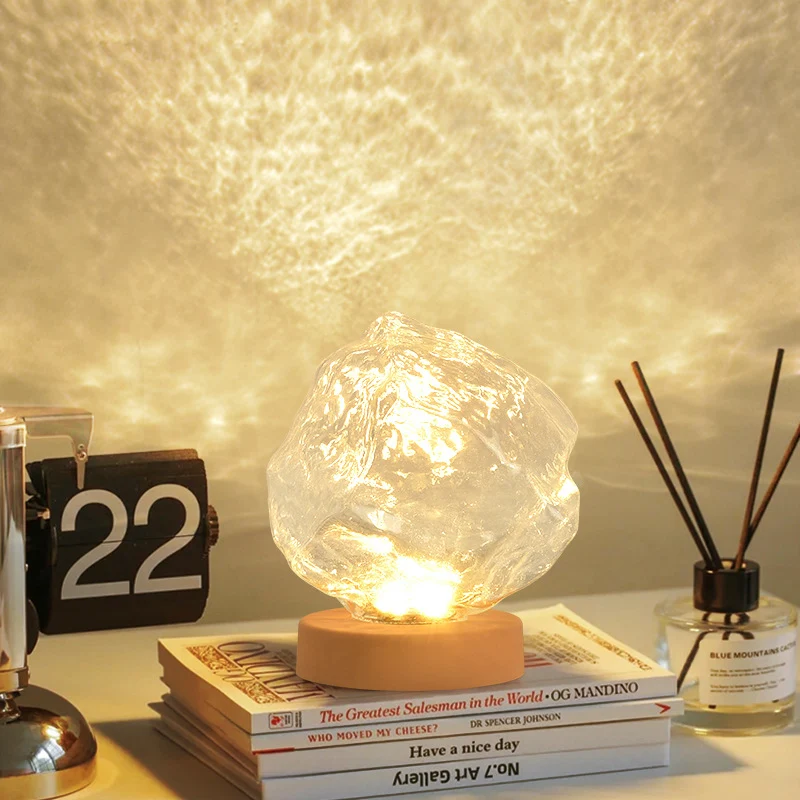 Modern Art Deco Trapezoid Plastic Glass LED Table Lamp For Living Room
