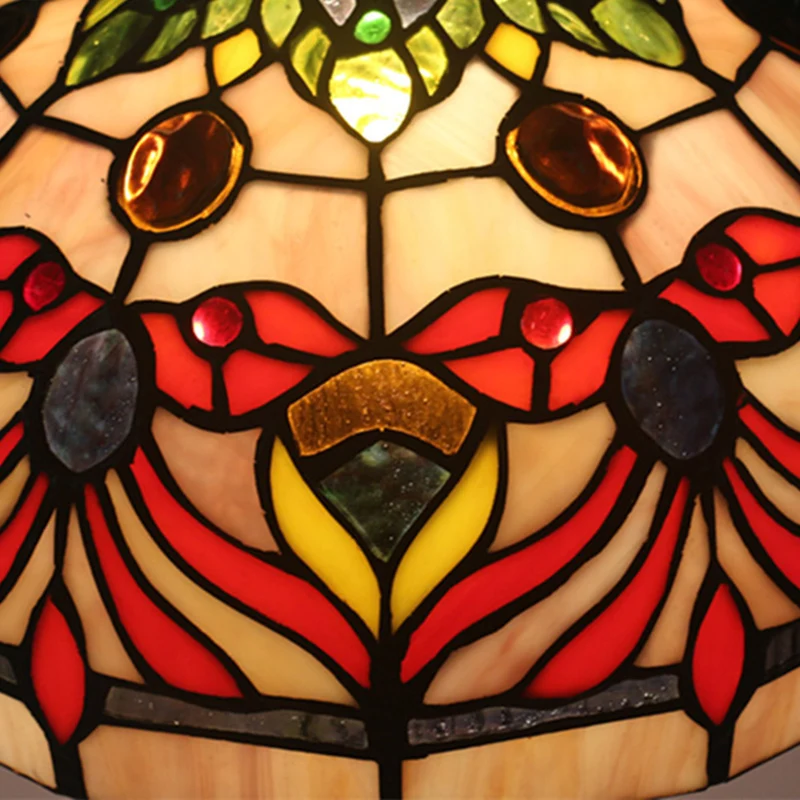 Traditional Tiffany Umbrella Oval Round Table Base Goldfish Stained Glass Aluminum Alloy 1-Light Table Lamp For Bedroom