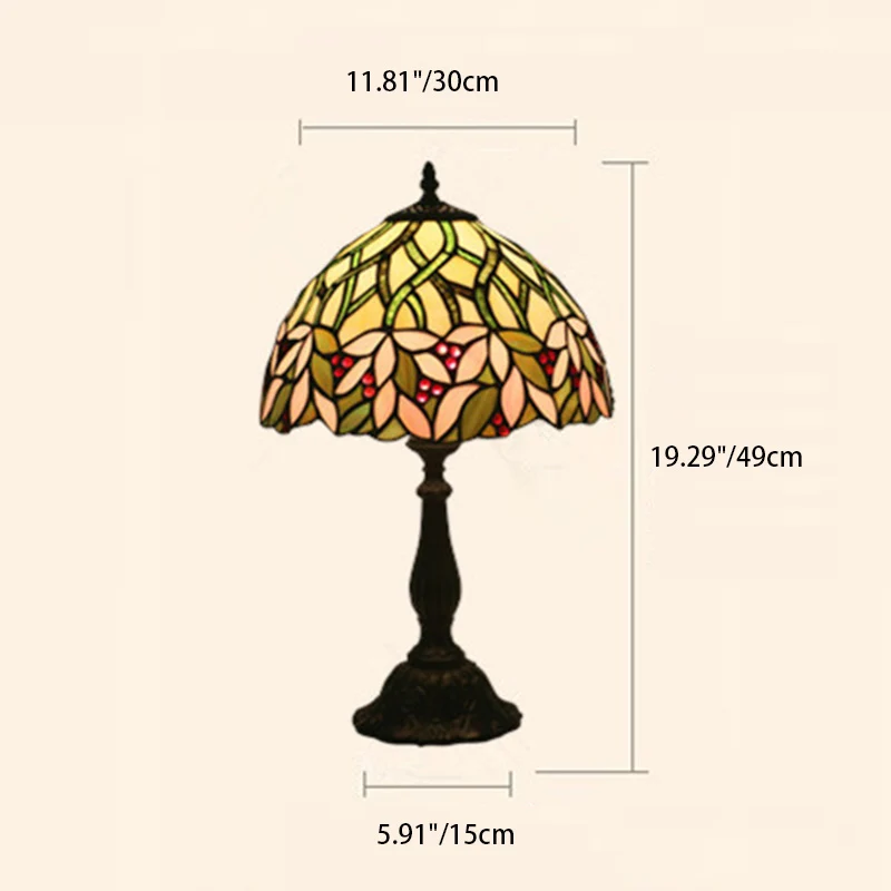 Traditional Tiffany Semicircle Cylinder Aluminum Glass 1-Light Table Lamp For Bedroom