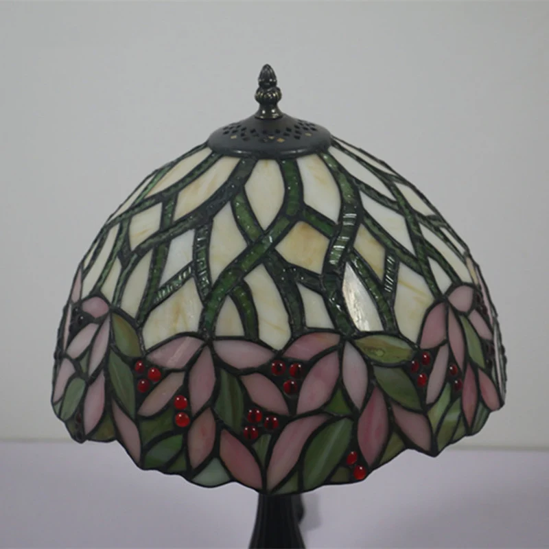 Traditional Tiffany Semicircle Cylinder Aluminum Glass 1-Light Table Lamp For Bedroom
