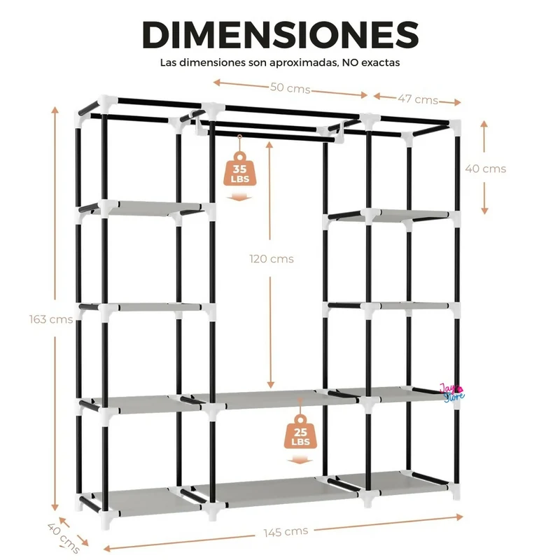 Clóset Ropero Armario Armable Organizador de Ropa 3 Puertas